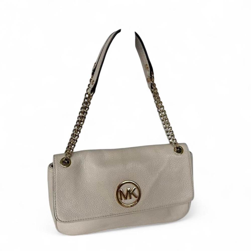 Michael Kors Fulton Shoulder Flap Purse Shoulder Bag with Gold Chain